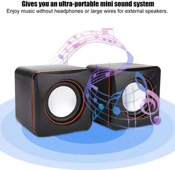 Настольная подставка Портативная USB-колонка 3,5 мм AUX-вход 3D Surround Портативная колонка для компьютеров Ноутбуков Настольных компьютеров чёрный