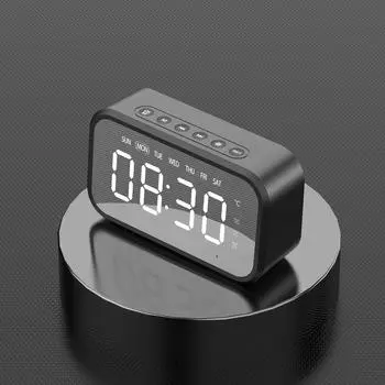 Настольные часы Bluetooth Беспроводное аудио Мини-светодиодное зеркало Цифровой будильник Температура выходного дня Дисплей Настольные часы розовый