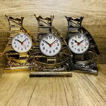 Настольные часы для домашнего декора, орнамент, фигурка парусника, будильник, настольные часы для кухни, спальни, офиса, гостиной, детей бронзовый