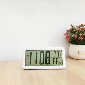 Настольные и настенные часы с температурой и влажностью 6x3 дюйма, прикроватные белый