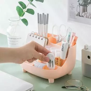 Настольный держатель для ручек Kawaii, милый ящик для хранения канцелярских принадлежностей большой емкости, креативный мультяшный держатель для карандашей, настольный органайзер для девочек