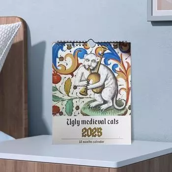 Настольный календарь на 2025, 12 месяцев, настенный календарь с разными узорами, легко повесить One Size