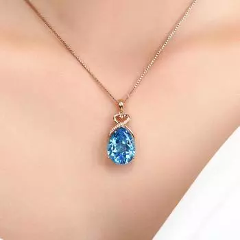 Настоящее 14-каратное розовое золото, 2 карата, сапфировый кулон, женский натуральный синий сапфир, драгоценный камень, 14-каратное розовое золото, 45 см, ожерелье, ювелирный кулон синий
