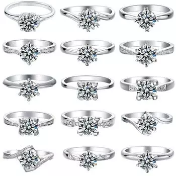 Настоящее кольцо с муассанитом, 1 карат, цвет D, круглый бриллиант бриллиантовой огранки, тест пройден, кольца-пасьянсы с муассанитом и бриллиантом для женщин, ювелирные изделия 9