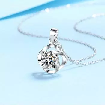 Настоящее ожерелье из стерлингового серебра S925, 1 карат, муассанит, бриллиант, свадебное ожерелье с высоким платиновым покрытием, ювелирные изделия для подарка подруге 45cm