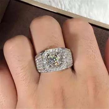 Настоящее серебро 925 пробы, кольцо с кубическим цирконом Aaa, мужские обручальные кольца Diwenfu, серебро 925, ювелирные изделия, кольцо Anel Origin для женщин 9 белый