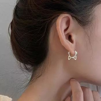 Настоящее серебро 925 пробы, модные милые серьги-кольца в виде милой кошки INS для женщин, свадебные, на день рождения, ювелирные украшения, подарок на вечеринку