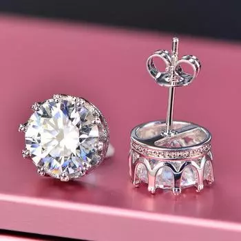 Настоящее серебро 925 пробы с натуральным бриллиантом FL, ювелирные изделия, серьги-гвоздики, женские серебряные серьги 925 пробы золотой