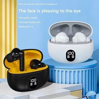 Настоящие беспроводные наушники Bluetooth 5.3, наушники-вкладыши с сенсорным управлением, наушники Hi-Fi Bass Music, спортивная гарнитура с микрофоном белый
