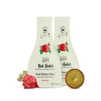 Nat Habit Face Ubtan- Rose Blush Multani Ubtan - средство для умывания лица для контроля над высыпаниями, подтягивает кожу, успокаивает (Упаковка 2 шт. по 40 г)