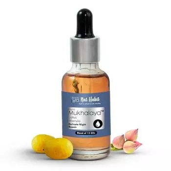 Nat Habit Lotus Marula Mukhalaya, масло для лица для женщин, ночное заживление и восстановление кожи, со смесью 13 масел холодного отжима, натуральный уход за лицом, 15 мл