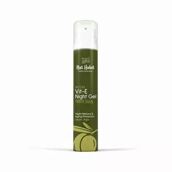 Nat Habit Vit-E Aloevera Gel Moisturizer for Face | Антивозрастное средство, ночное восстановление и повышение уровня коллагена с оливковым и миндальным маслом | 50 г