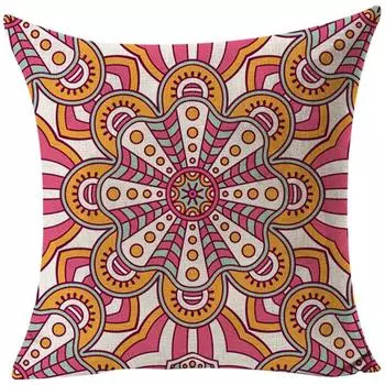 National Ancient Printing Pattern Cotton Linen Pillowcase Car Sofa Cover Cushion F