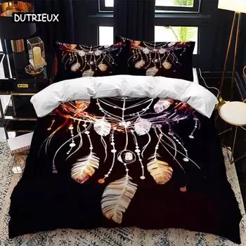 National Dream Catcher Пододеяльник Комплект постельного белья Queen King Twin Полноразмерный пододеяльник Черный комплект постельного белья Односпальное одеяло из полиэстера Покрывало EU single(135x200cm)