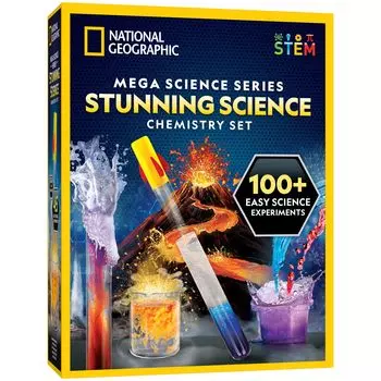 NATIONAL GEOGRAPHIC Удивительный набор химии Мега научный набор Более 15 простых экспериментов Вулканическая химия STEM обучающая игрушка Эксклюзивный научный набор Amazon