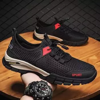 National Trendy Style Men s Shoes Spring Breathable New Mesh Shoes Hollowed Toe Box Soft Bottom Outdoor Hiking Wading Shoes 39