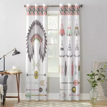 Native Tribal Elements Luxury Window Curtain for Living Room Bedroom Home Decor Kitchen for Window Drapes 135W x 60H(cm) x1