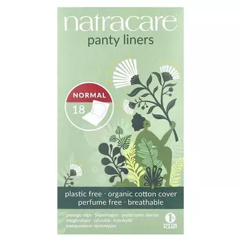 Natracare, ежедневные прокладки, органические хлопковые, простые, упаковка 18 шт.
