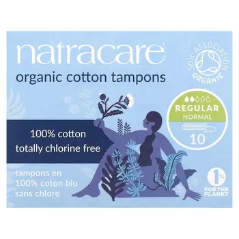 Natracare, тампоны из органического хлопка, стандартные, 10 тампонов