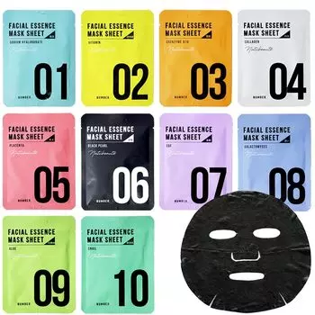 Natubeute Face Pack индивидуально упакованный набор из 10 черных листов угольная маска для лица сыворотка увлажняющая поры упругость витамин коллаген галактомисис