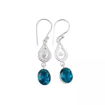 Natural Apatite Gemstone 925 Sterling Silver Jewelry Handmade Earrings 1.70 EE-8-12