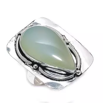 Кольцо из серебра 925 пробы с натуральным аквамарином, размер 9 w2M09