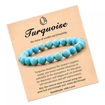 Natural Beaded Bracelet for Success and Creativity Unisex Stone Bead Jewelry Adjustable Stretch Wristchain and Card 1