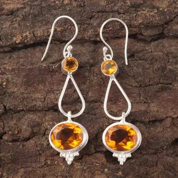 Natural Citrine Gemstone 925 Sterling Silver Jewelry Partywear Earrings 2.50 EE-132-5