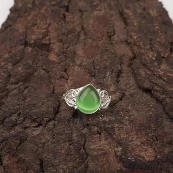 Natural Green Cat s Eye 925 Silver Mother Gift Elegant Stackable Ring Jewelry RR-46-38 4