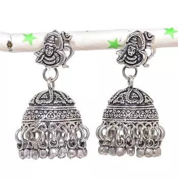 Серьги из серебра с натуральным индийским драгоценным камнем Jhumki Trial Bali 1,58 дюйма j3H32
