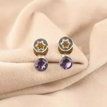 Natural Iolite Gemstone 925 Sterling Silver Jewelry Handmade Stud Earrings 0.8 EE-141-19
