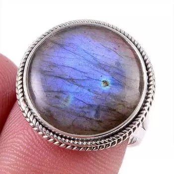 Натуральный драгоценный камень лабрадорит 925 пробы цельное ювелирное кольцо из стерлингового серебра размер 7 T8Z95
