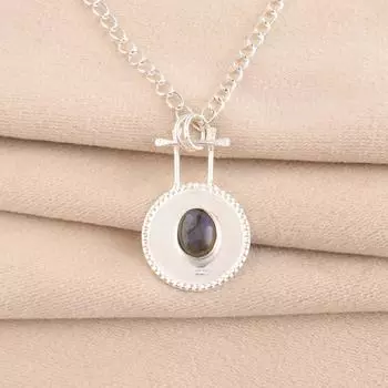 Natural Labradorite Gemstone 925 Sterling Silver Jewelry Handmade Pendant 1.4 PP-57-29