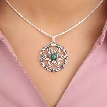 Natural Malachite Gemstone 925 Sterling Silver Jewelry Handcrafted Pendant1.48 CP-29-30