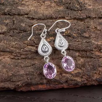 Natural Morganite Gemstone 925 Sterling Silver Jewelry Handmade Earrings 1.70 EE-8-11
