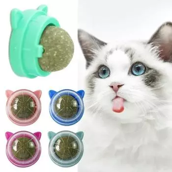 Натуральная кошачья мята, вращающийся настенный мяч из кошачьей мяты, игрушки для лизания, закуски, мячик для здорового питания, чистка зубов, игрушка из кошачьей мяты, товары для домашних животных розовый