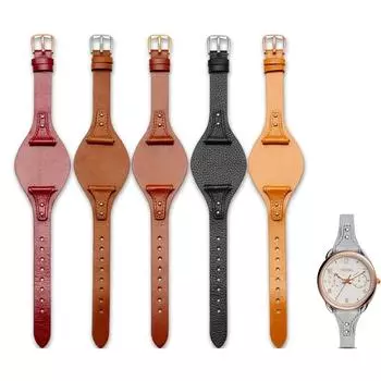 Натуральная кожа для fossil ES4114 ES3838 ES4113 ES3625 ES3616 женские ремешки для часов маленький браслет 18 мм красный черный ремешок для часов 18mm Golden Buckle