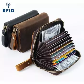 Натуральная кожа Rfid антимагнитный держатель для карт большой емкости винтажный ретро стиль для кошелька унисекс