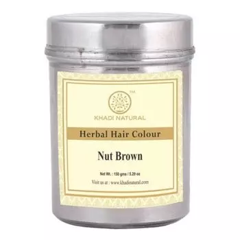 Натуральная краска для волос Ореховая (150 г), Herbal Hair Colour Nut Brown, Khadi Natural 17.34375