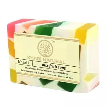 Натуральное фруктовое мыло ручной работы: для увлажнения кожи (125 г), Mix Fruit Soap Hand made, Khadi Natural 9.875