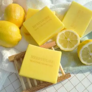Натуральное мыло Merry Home Fresh Lemon для домашнего удаления прыщей с просом 110 г, 1 шт.