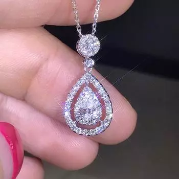 Натуральное серебро 925 пробы, 45 см, ожерелье с бриллиантом, кулон для женщин, свадьба, Bizuteria, белый топаз, драгоценный камень, серебро 925, ювелирные изделия розового золота