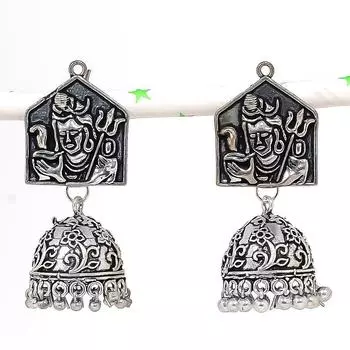 Натуральные индийские серьги Jhumki с драгоценным камнем, серебряные серьги в племенном стиле Бали, 2,05 дюйма, N7n22