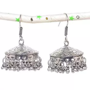 Натуральные индийские серьги Jhumki с драгоценным камнем, серебряные серьги в племенном стиле Бали, 1,77 дюйма, w8k69