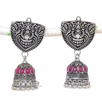 Натуральные индийские серьги Jhumki с драгоценным камнем, серебряные серьги в племенном стиле Бали, 2,01 дюйма, A1P93