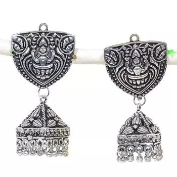 Натуральные индийские серьги Jhumki с драгоценным камнем, серебряные серьги в племенном стиле Бали, 1,89 дюйма, a3E99
