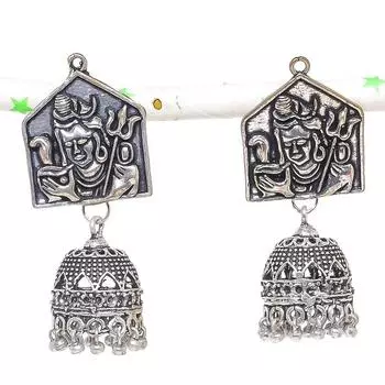 Натуральные индийские серьги Jhumki с драгоценным камнем, серебряные серьги в племенном стиле Бали, 1,97 дюйма, I8m98