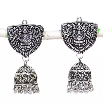 Натуральные индийские серьги Jhumki с драгоценным камнем, серебряные серьги в племенном стиле Бали, 2,09 дюйма, D2f28
