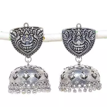 Натуральные индийские серьги Jhumki с драгоценными камнями, серебряные серьги в племенном стиле Бали, 2,09 дюйма, n7H01