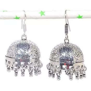 Натуральные индийские серьги Jhumki с драгоценным камнем, серебряные серьги в стиле Бали, 1,85 дюйма, k3E26